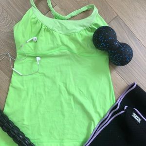 Neon green lululemon halter sz6